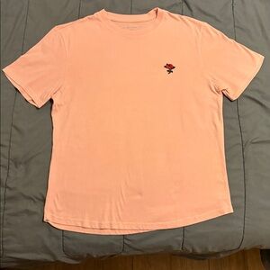 Men's Pink T-Shirt with Embroidered Rose